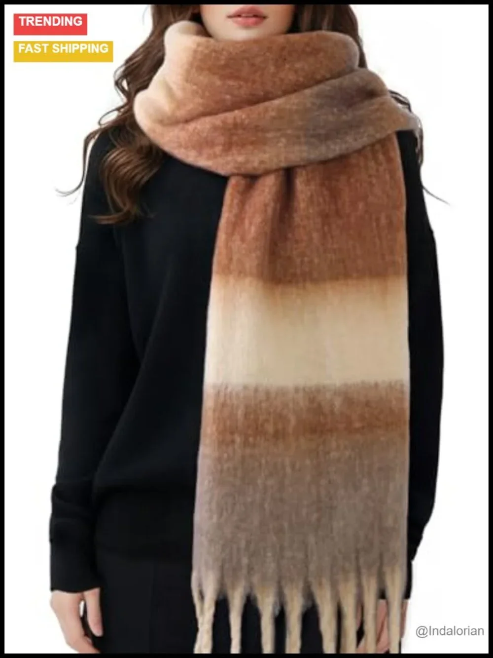 Vintage Mohair Feel Large Chunky Scarf Blanket Wrap Dacron